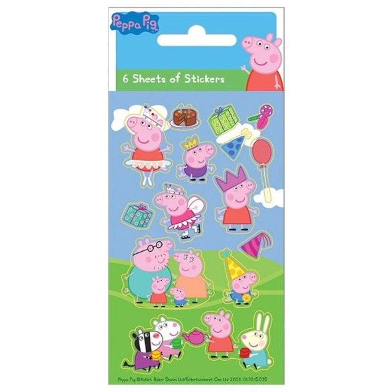 6 Peppa Pig Tea Party sticker sheets