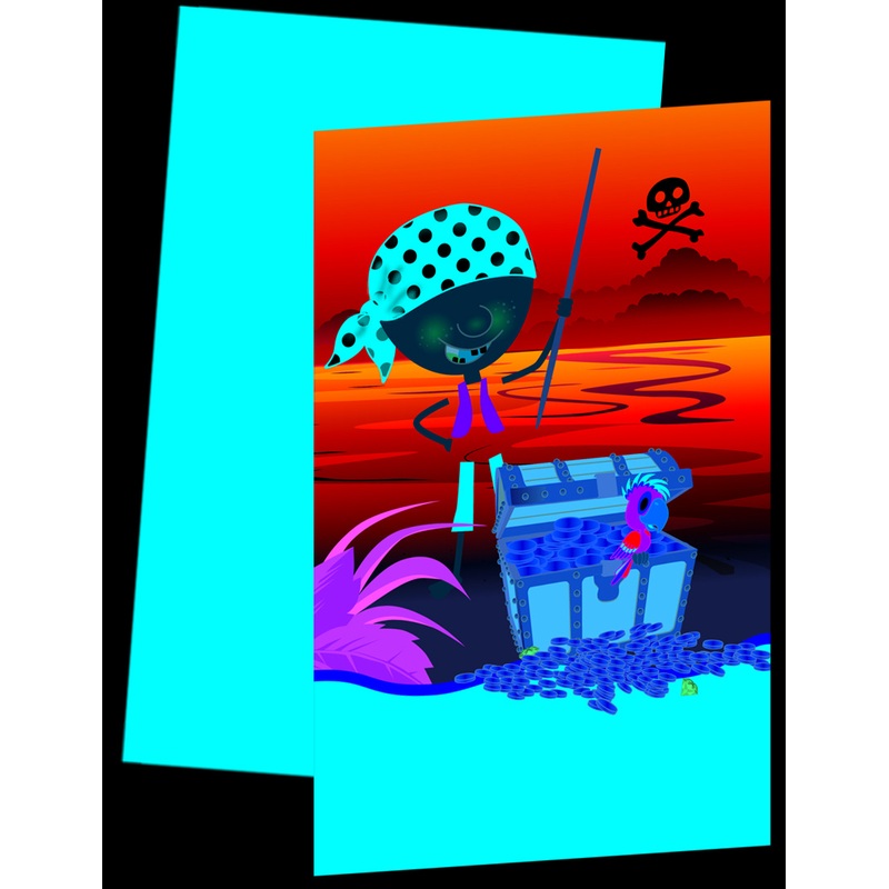 6 pirate Kilian shark invitation cards