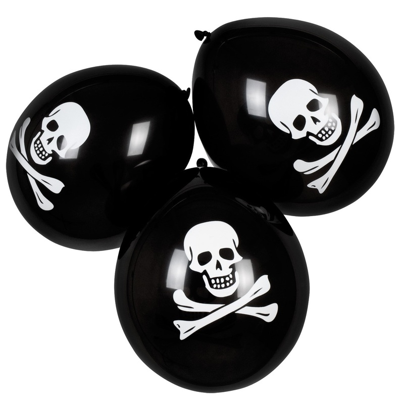 6 pirate party skull balloons