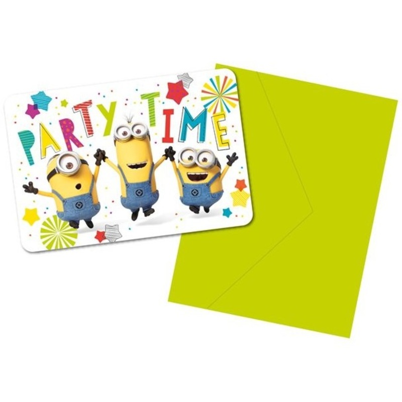 8 Minions Hooray party invitation cards