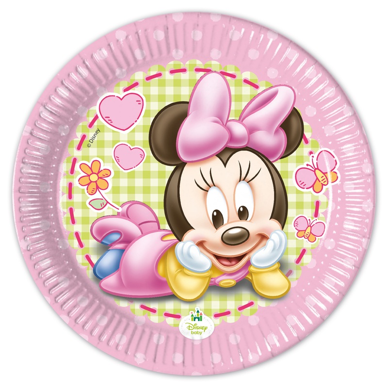 8 Minnie Mouse baby shower paper plates 20cm
