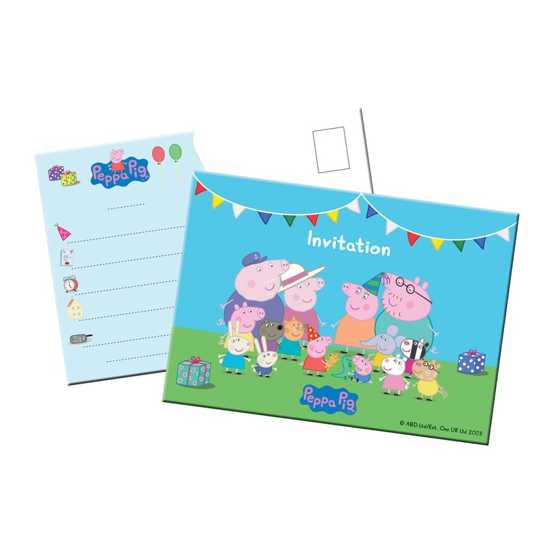 8 Peppa Pig Birthday invitation cards