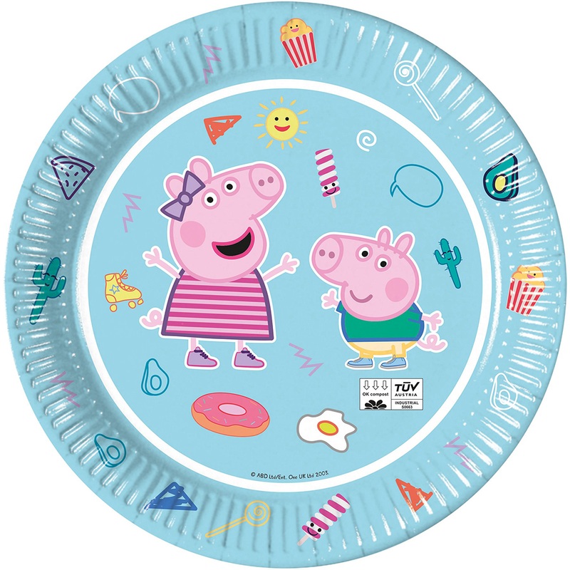 8 Peppa Pig Star Shine plates 23cm compostable