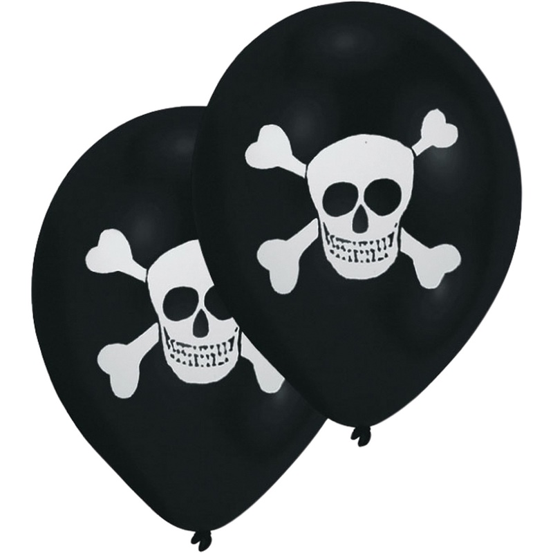8 Pirate Balloons Skull & Crossbones