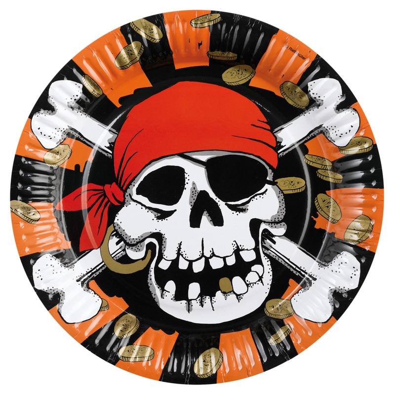 8 pirate paper plates Black Bone 23cm