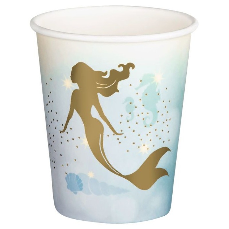 10 golden mermaid paper cups