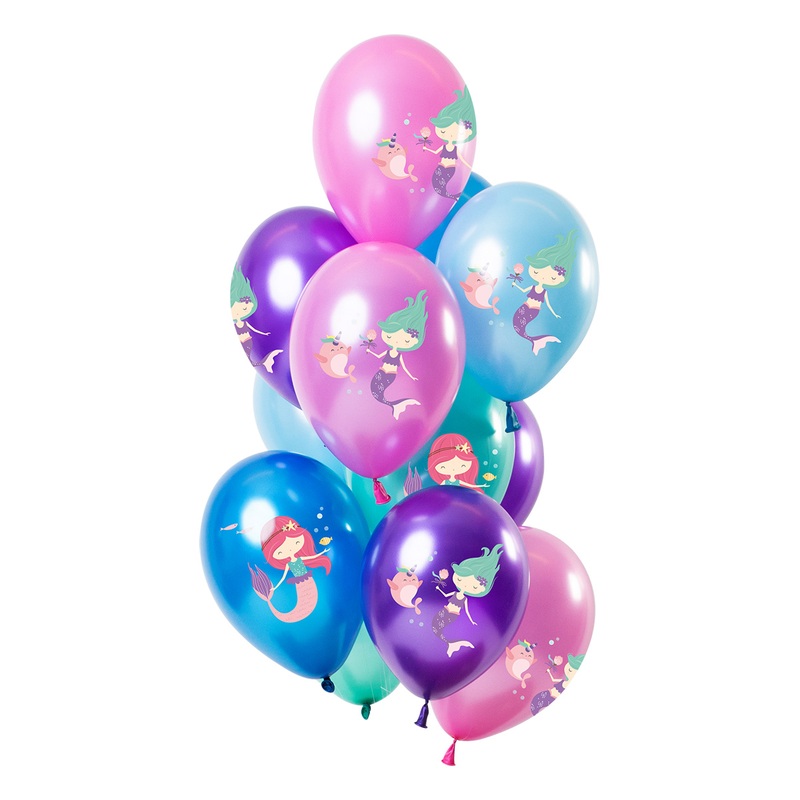 12 latex balloons mermaid metallic colored