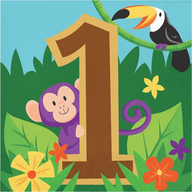 16 Safari Adventure Birthday napkins 33cm