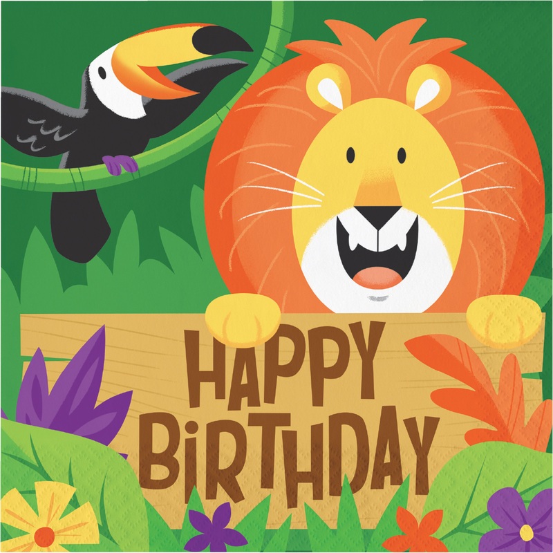 16 safari adventure napkins 33cm