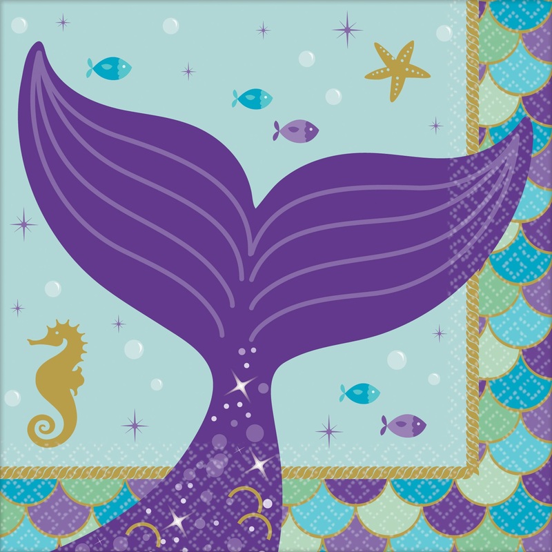 16 Shellebrate mermaid napkins 25cm