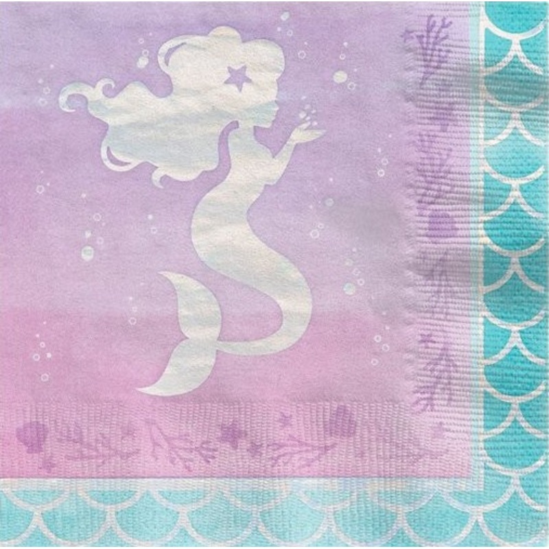 16 shimmering mermaid paper napkins 33cm