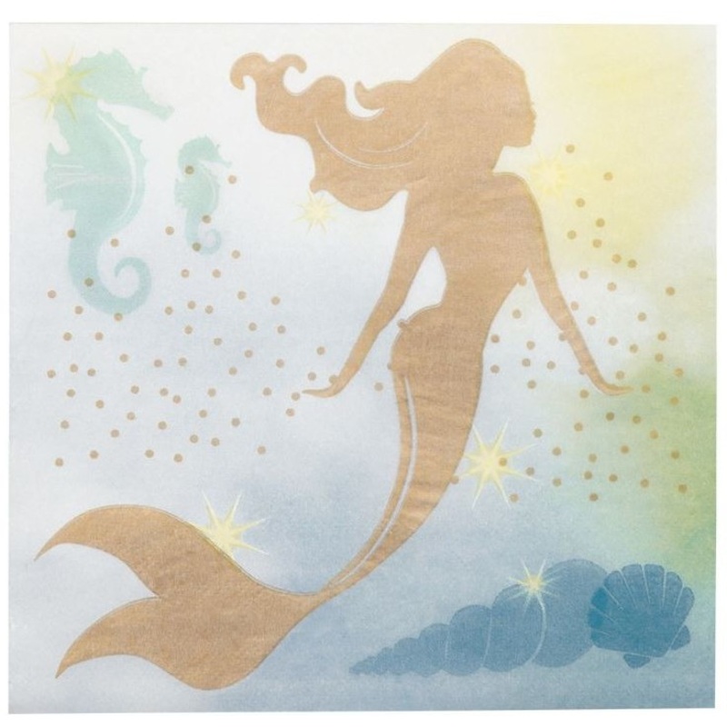 20 Golden Mermaid Napkins