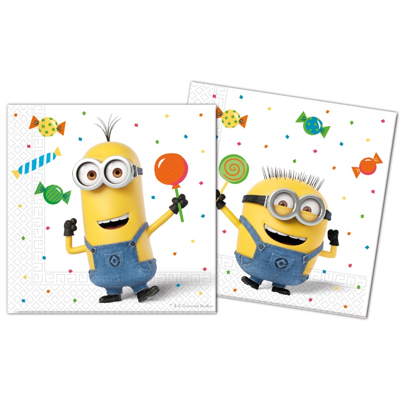 20 Minions balloon party paper napkins 33x33cm
