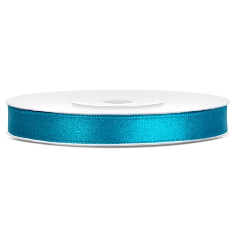 25m satin gift ribbon turquoise 6mm wide