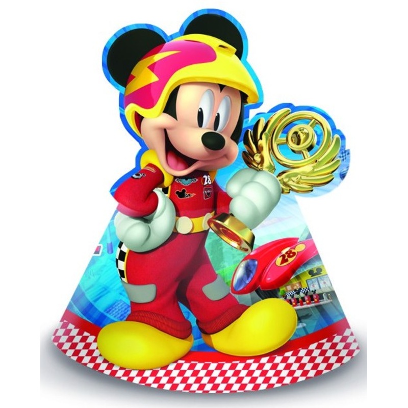 6 racing driver Mickey party hats 20cm