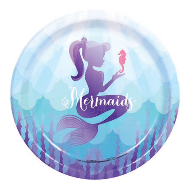 8 Magic Mermaid paper plates 22cm