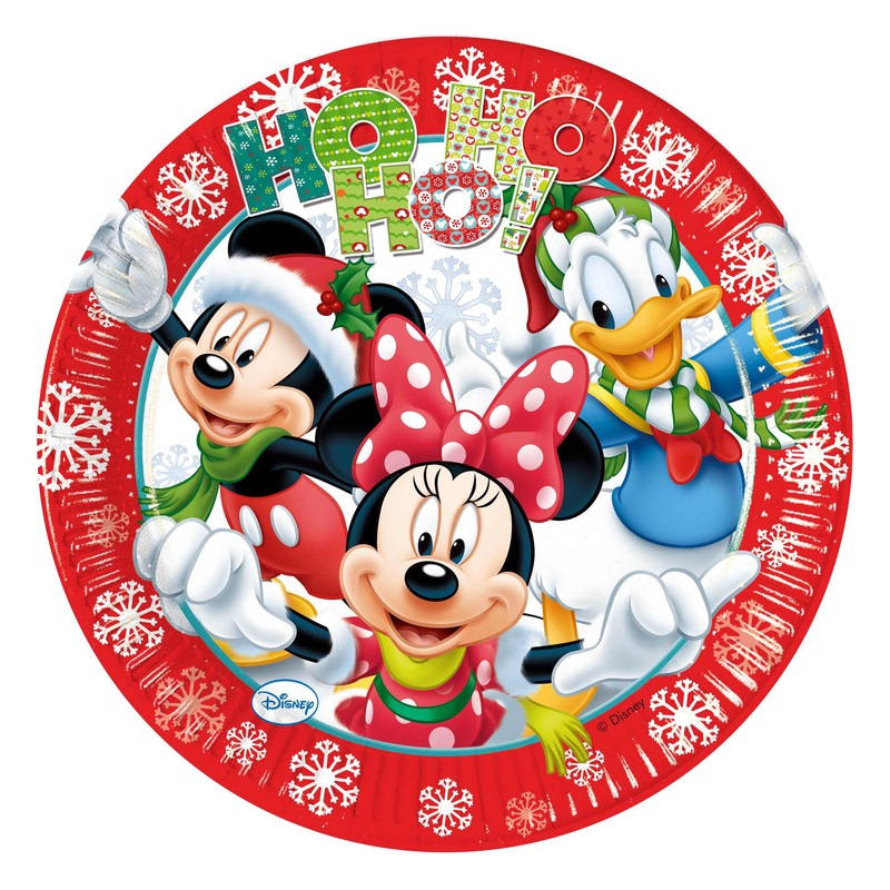 8 Mickey Mouse Christmas party paper plates 23cm