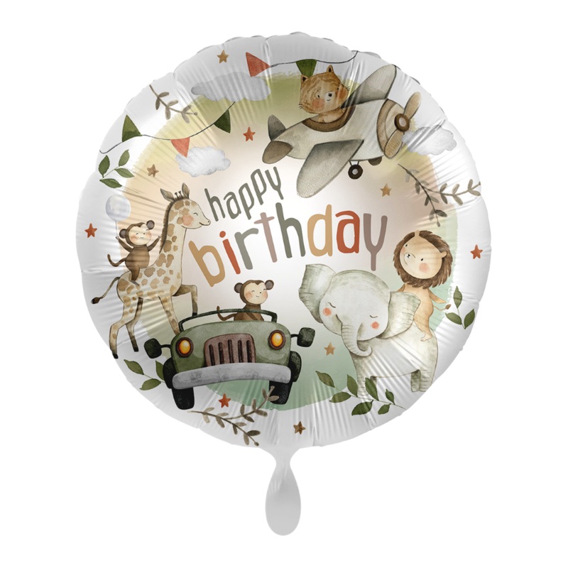 Foil balloon birthday safari 45cm