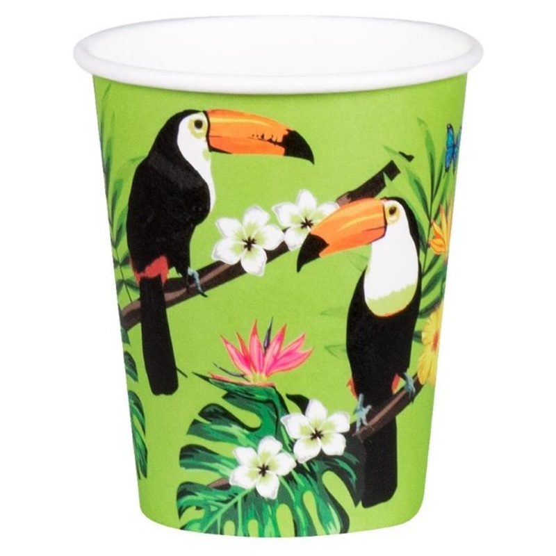 10 Tropical Toucan paper cups 210ml