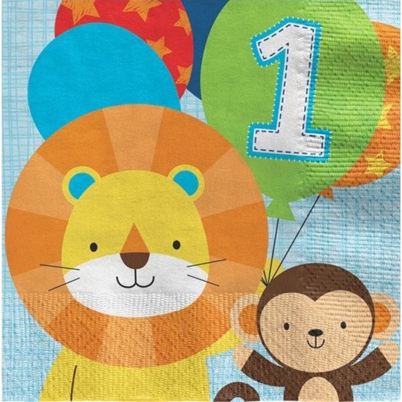 16 First Party Animal napkins 33cm