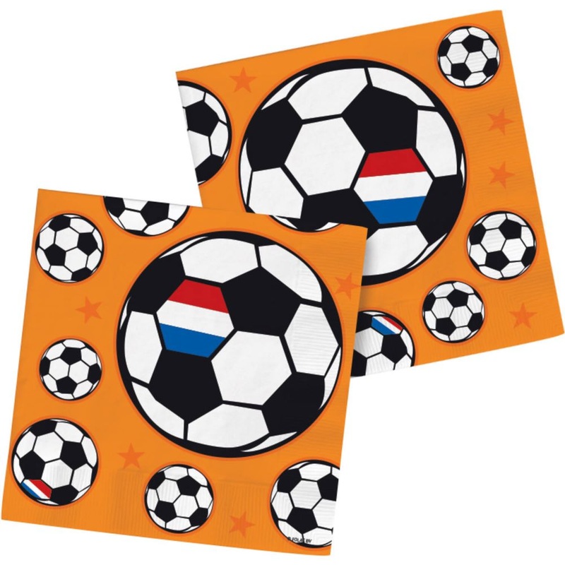 20 football orange napkins 33cm