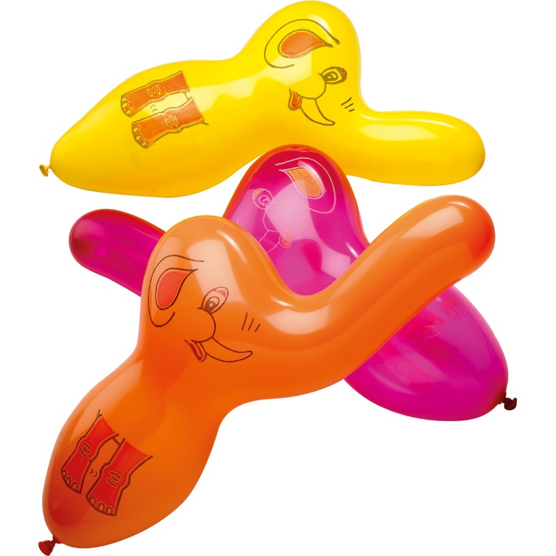 4 cheerful elephant balloons colorful