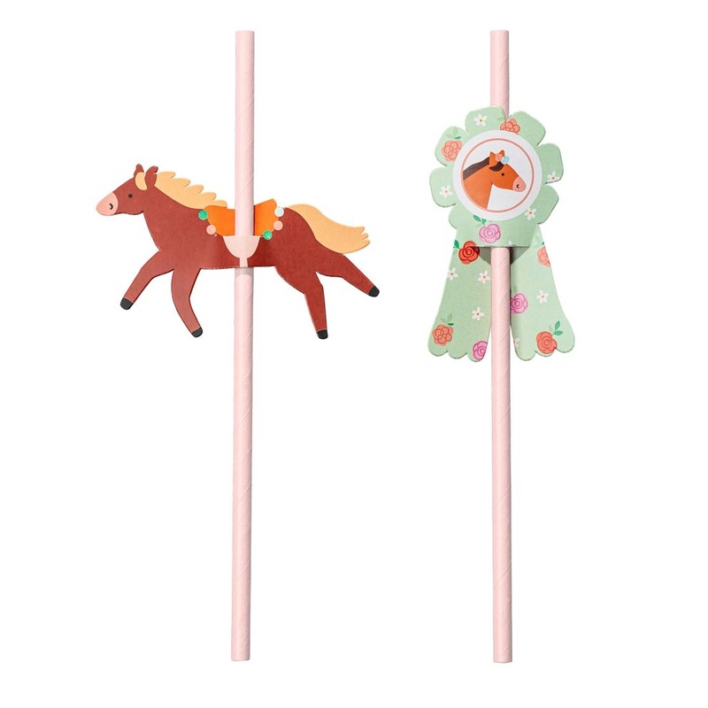 6 drinking straws horses 19.5cm