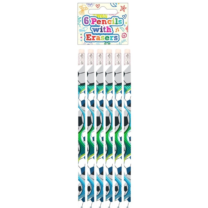 6 football pencils with eraser