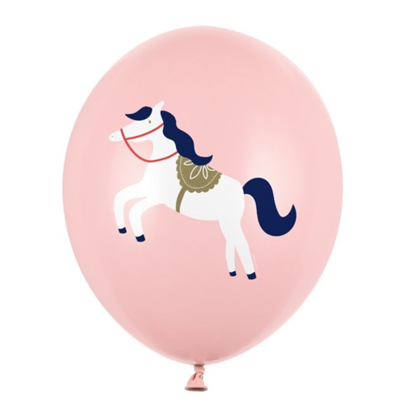 6 pink happy horse balloons 30cm