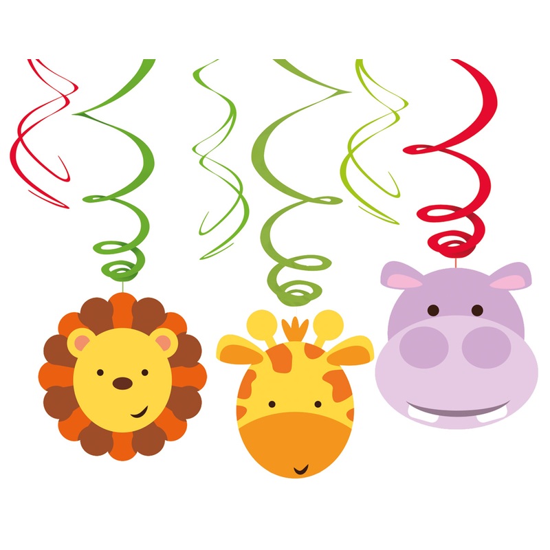 6 Safari Party spiral hangers 60cm