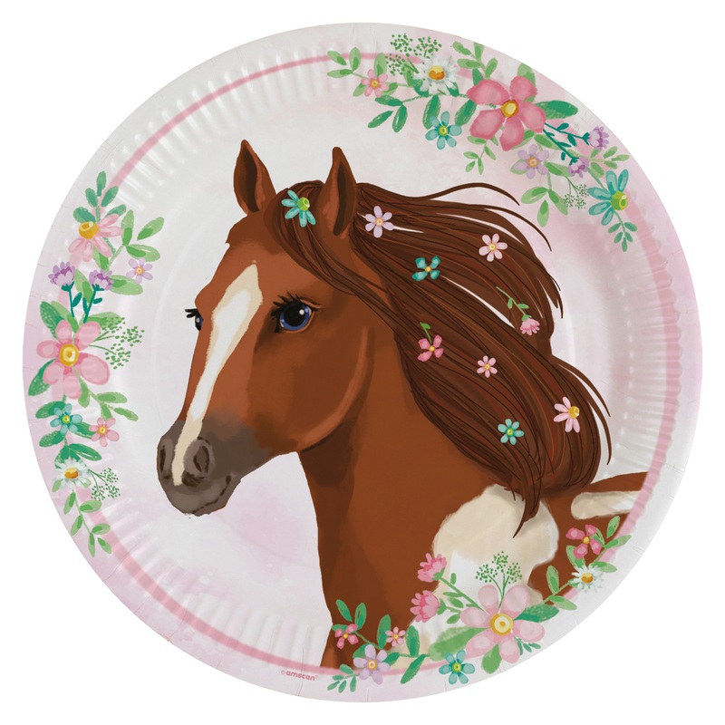 8 horse paper plates Fleur 23cm