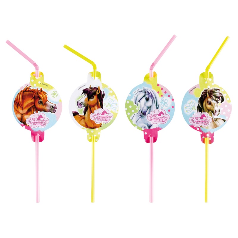 8 magical horse world straws 23cm