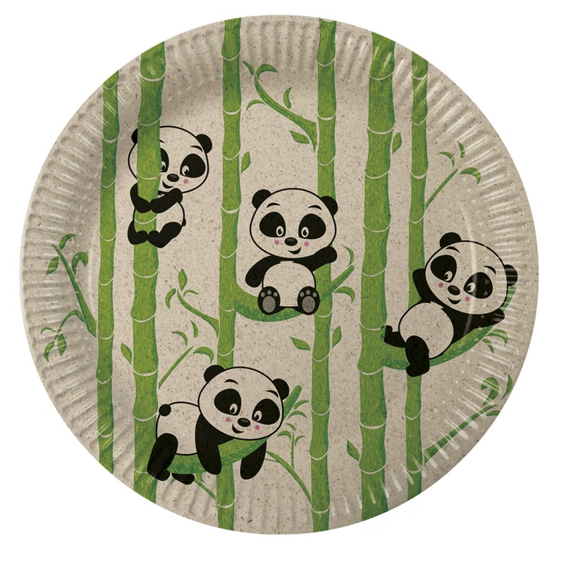 8 panda eco paper plates 23cm