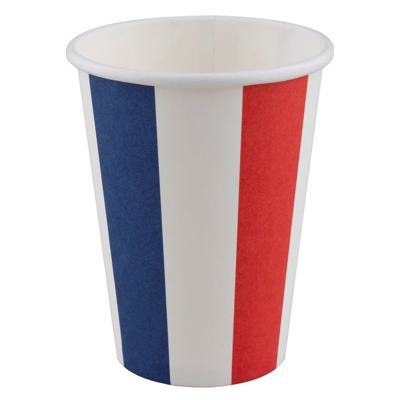 8 paper cups blue-white-red 250ml