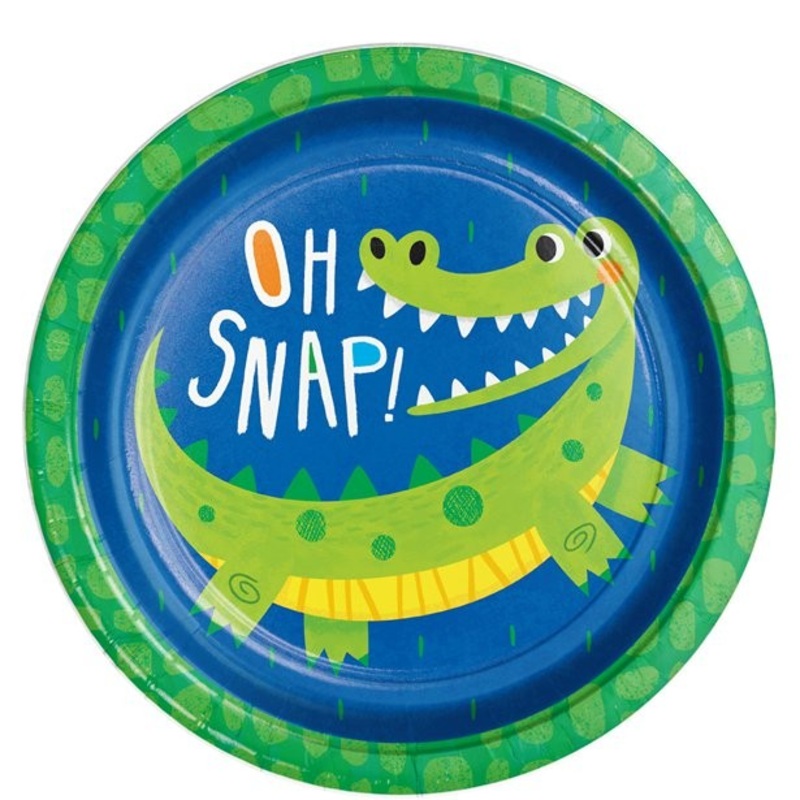 8 paper plates cute crocodile 23cm