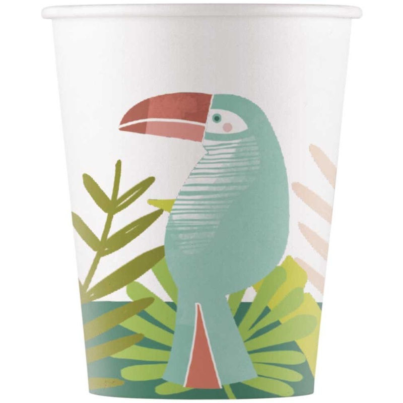 8 tropical toucan paper cups 200ml