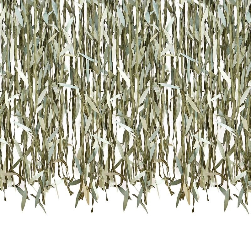 Botanical baby shower leaf curtain