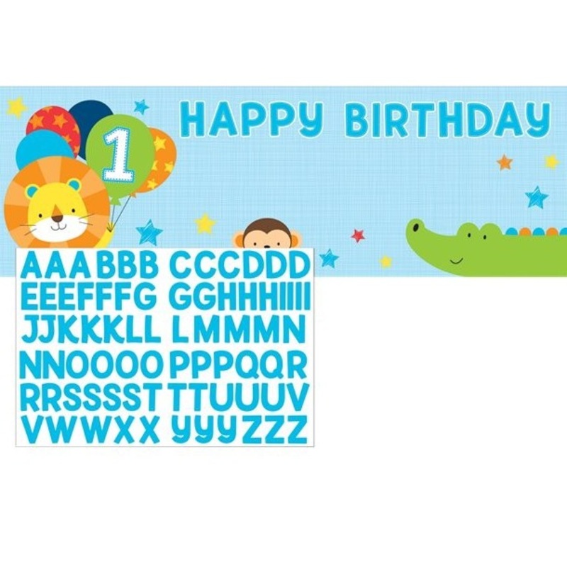 Customizable 1st Birthday Happy Animals Banner 152cm