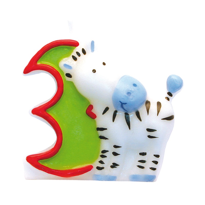 Number 3 cake candle jungle party 5cm