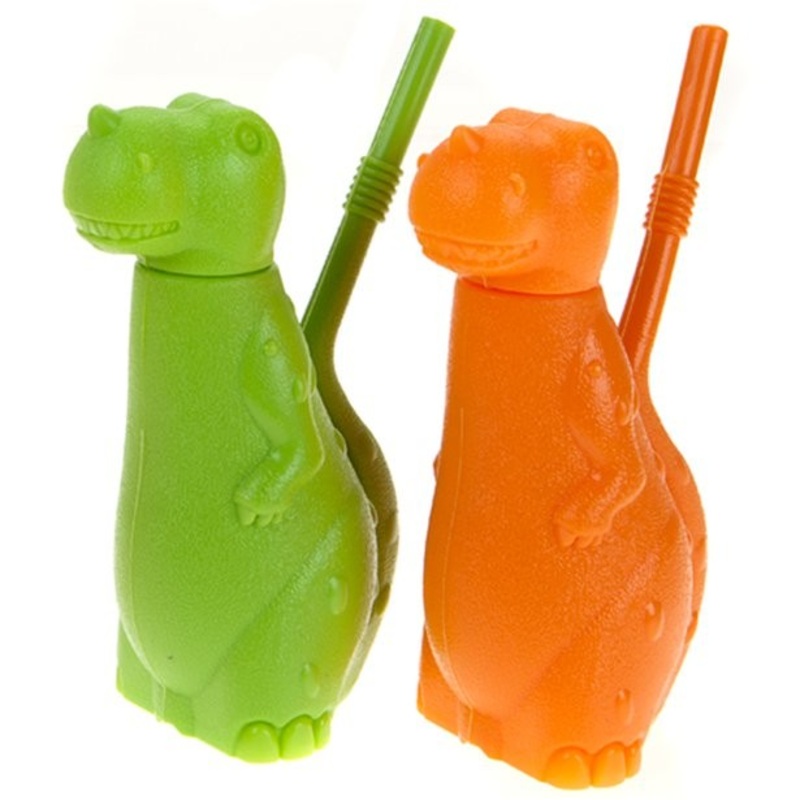 1 dinosaur cup with drinking straw
