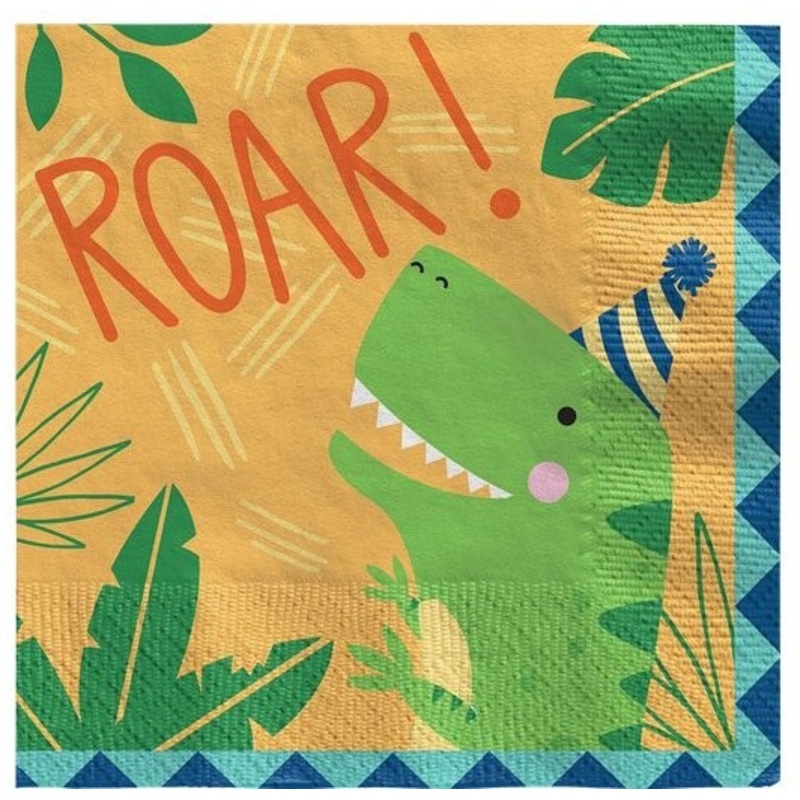 16 Dino Roar birthday napkins 33 x 33cm