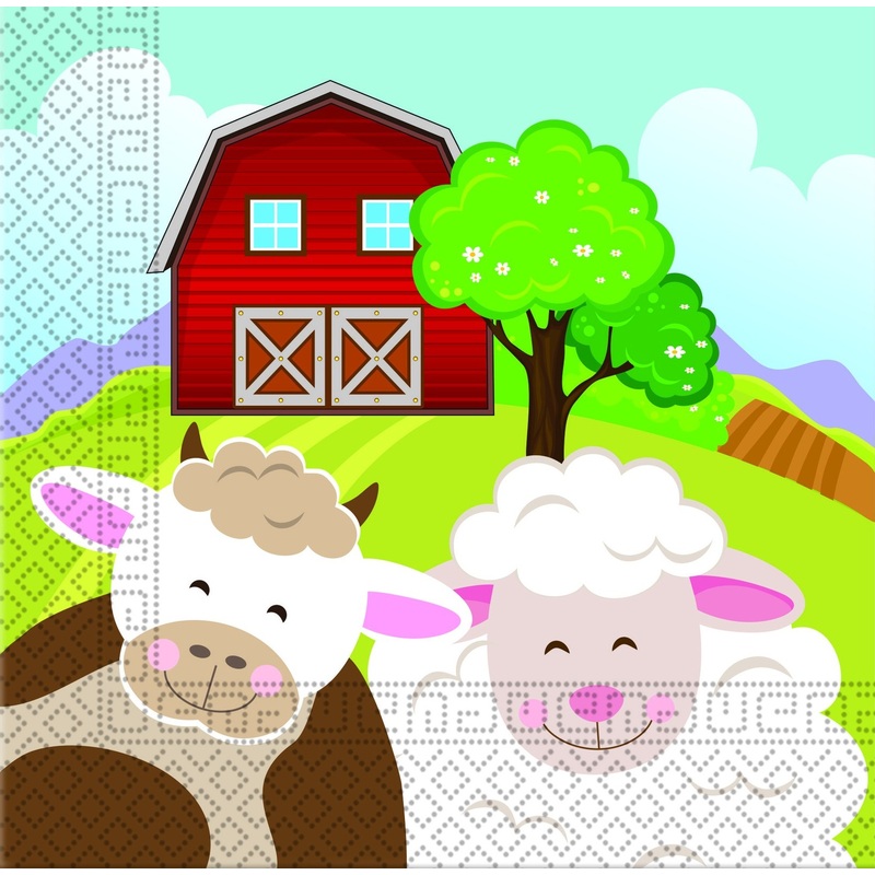 20 farm land love paper napkins 33cm