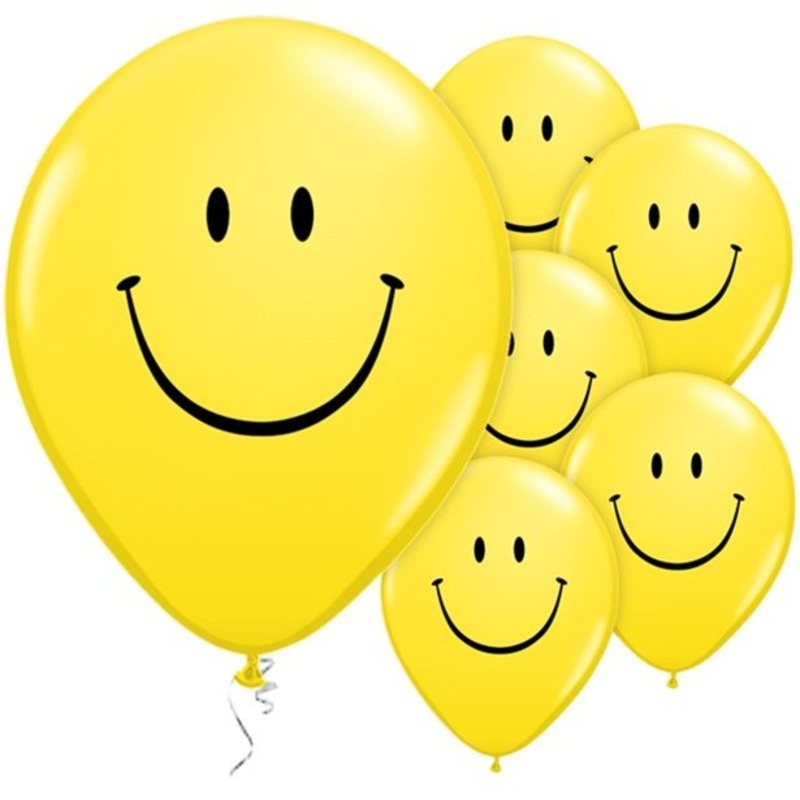 25 smiling smiley balloons 28cm