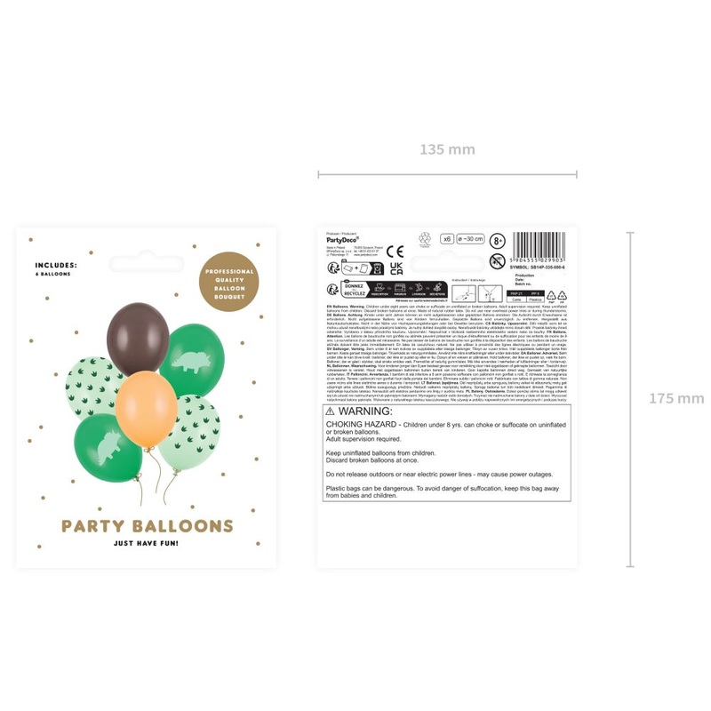 6 Balloons - Jurassic Party 30cm