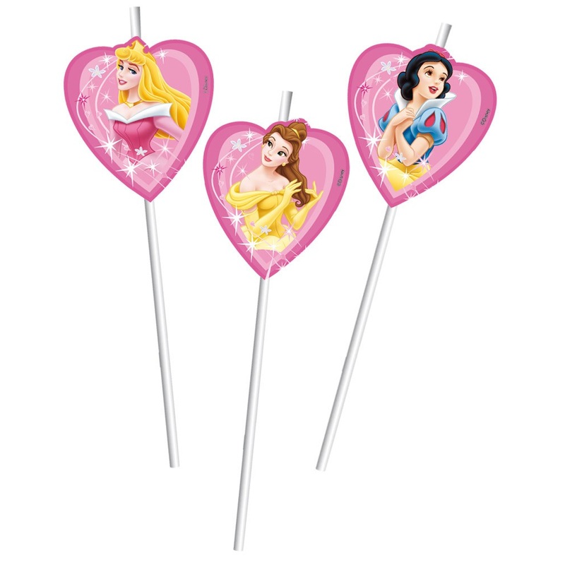 6 Princesses Heart Flexi Straws