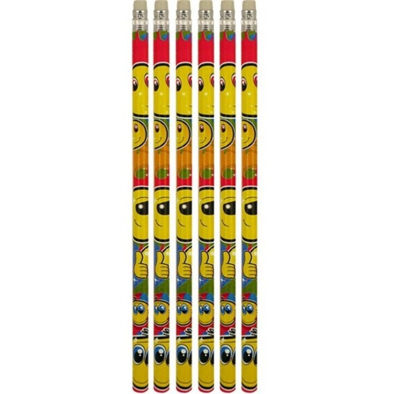 6 smiley pencils with eraser