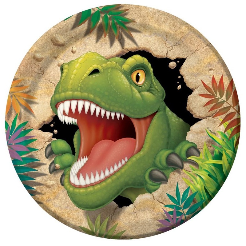 8 cave dinosaur paper plates 23cm