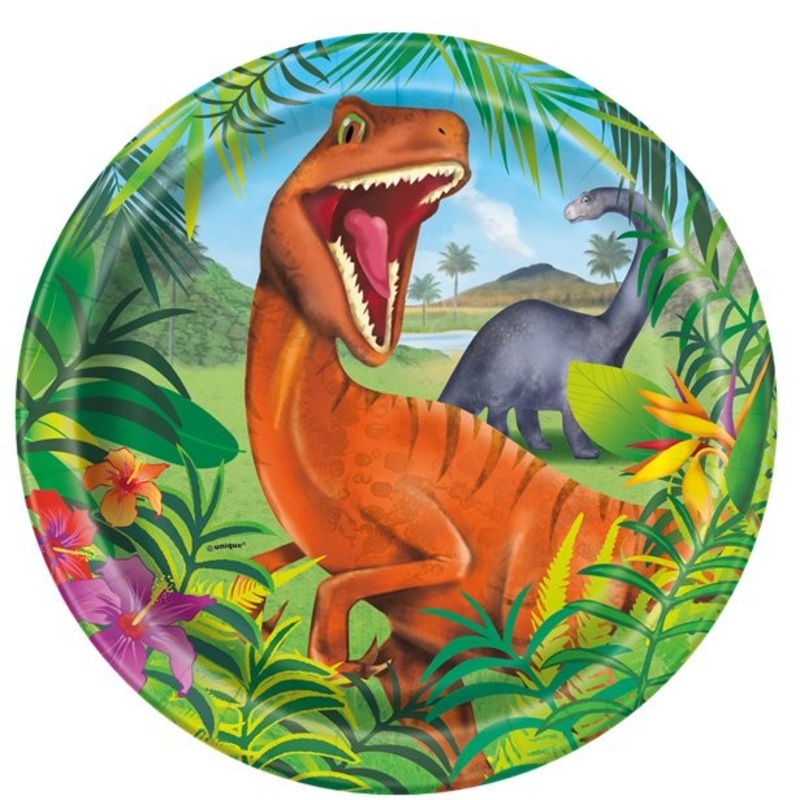 8 Dino Adventure paper plates 23cm