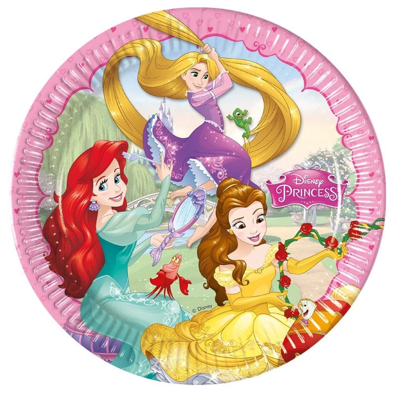 8 paper plates - enchanted fairytale princess 23cm