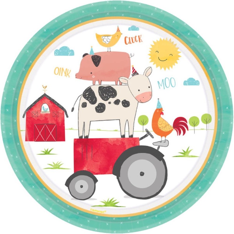 8 paper plates Happy Farm Life 23cm